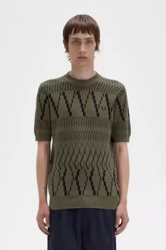 Argyle Panel Knitted Men’s T-Shirt