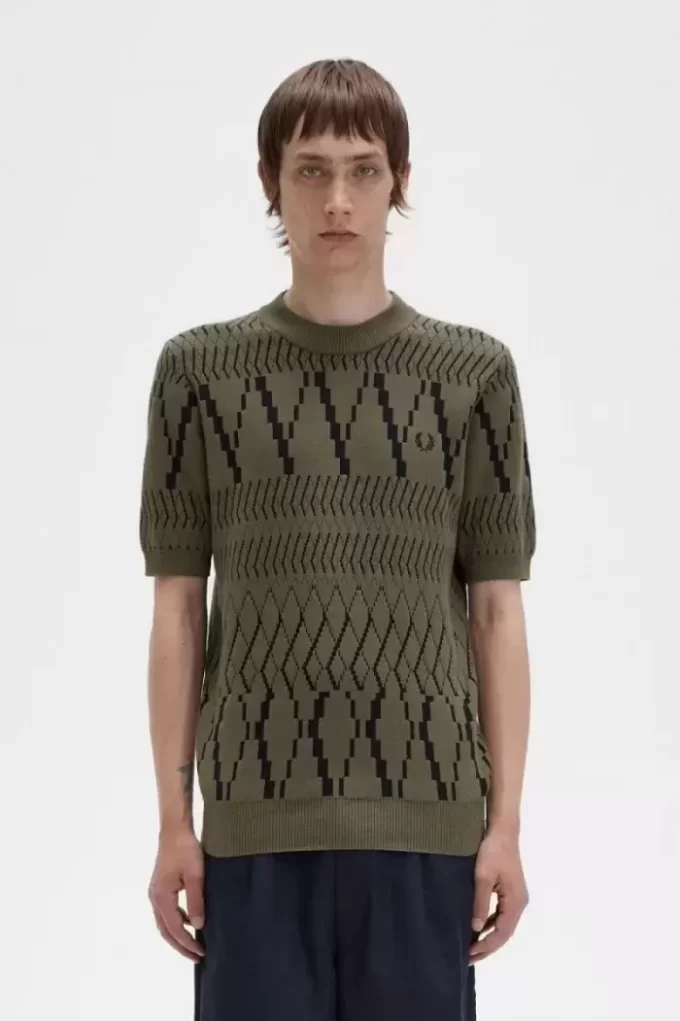 Argyle Panel Knitted Men’s T-Shirt