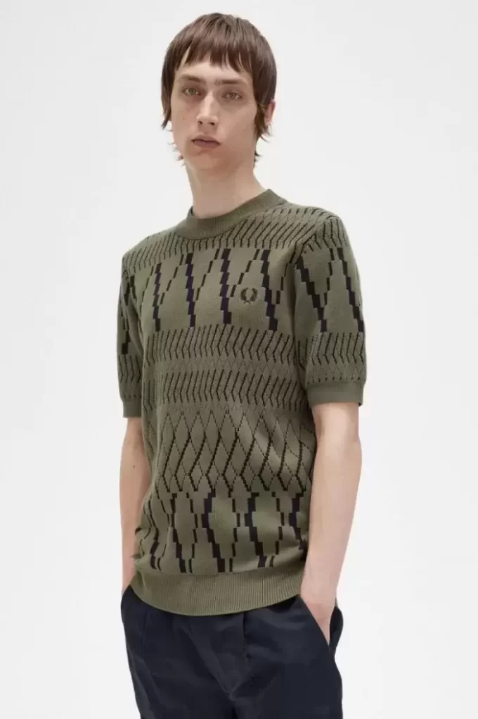 Argyle Panel Knitted Men’s T-Shirt