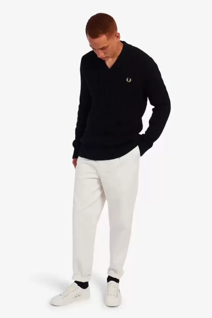 Cable Knit V Neck Men’s Jumper