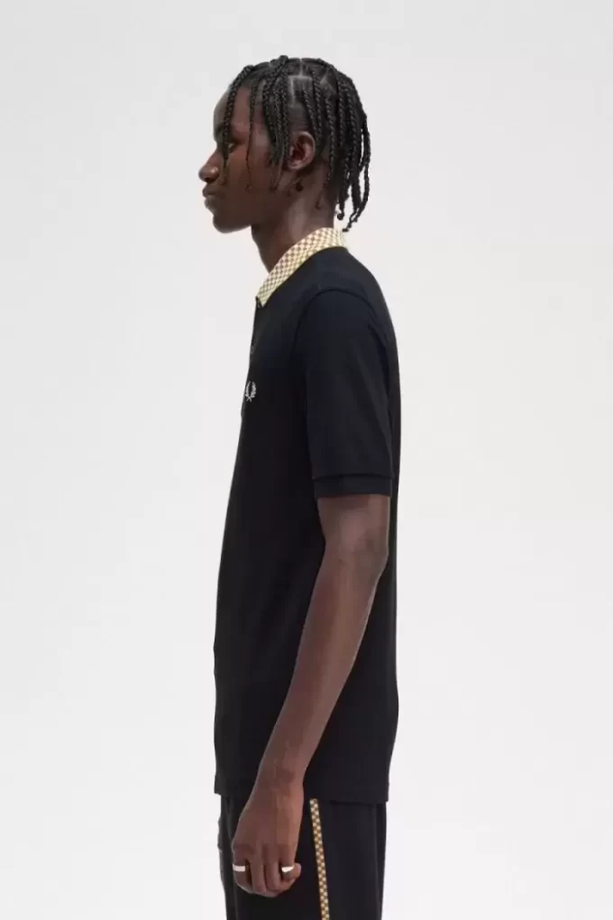 Chequerboard Collar Men’s Polo Shirt