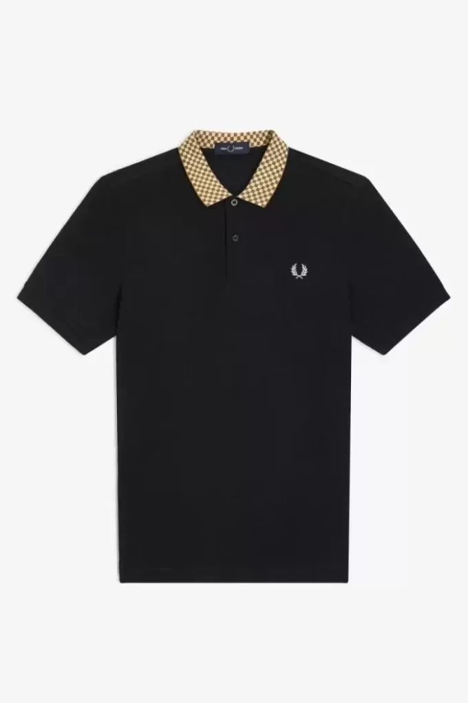 Chequerboard Collar Men’s Polo Shirt