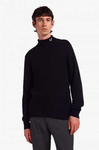Chevron Textured Roll Neck Jumper Knitwear