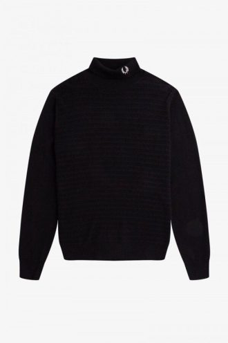 Chevron Textured Roll Neck Jumper Knitwear