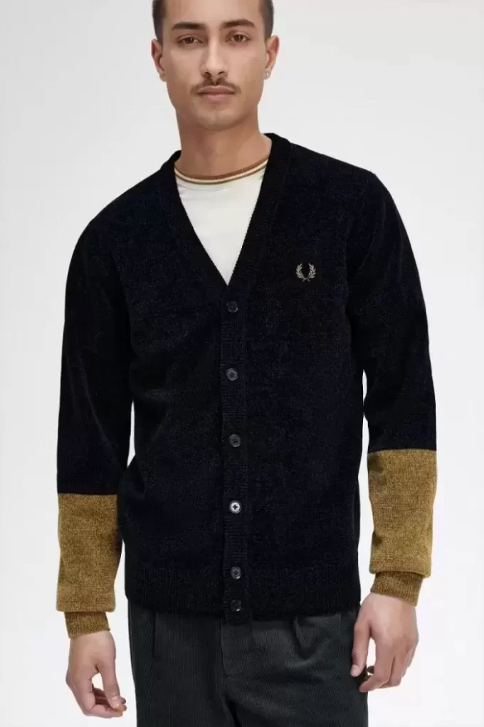 Colour Block Chenille Men’s Cardigan