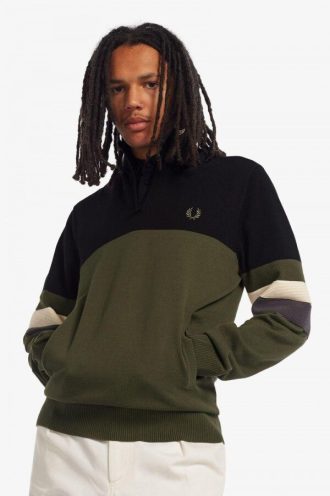 Colour Block Half-Zip Jumper Knitwear