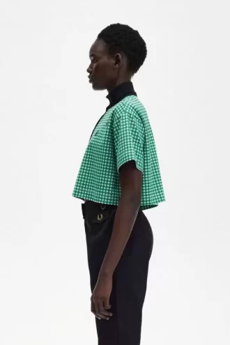 Cropped Gingham Piqué Women’s Polo Shirt