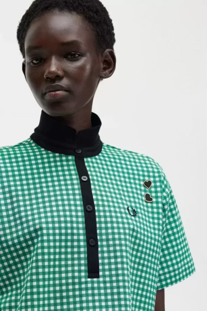 Cropped Gingham Piqué Women’s Polo Shirt