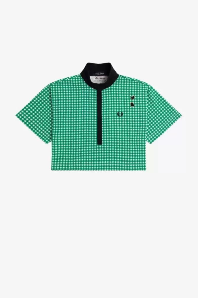 Cropped Gingham Piqué Women’s Polo Shirt