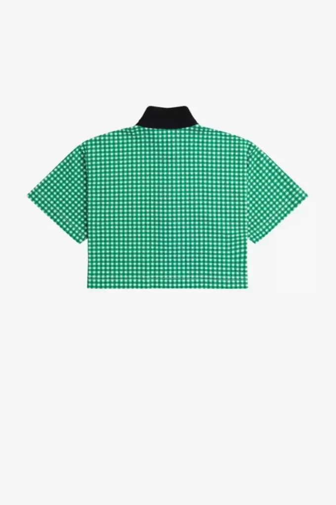 Cropped Gingham Piqué Women’s Polo Shirt