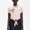 Embroidered Tie-Front Women’s Shirt
