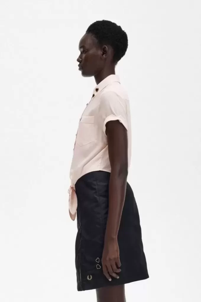 Embroidered Tie-Front Women’s Shirt