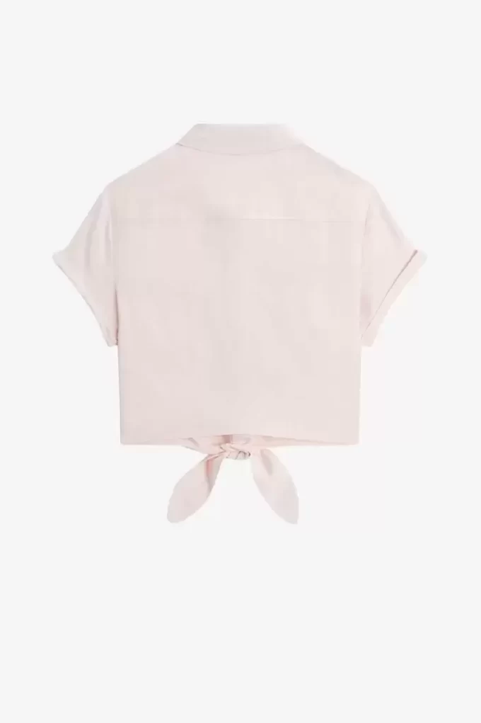 Embroidered Tie-Front Women’s Shirt