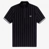 Fine Stripe Funnel Neck Polo Shirts
