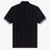 Fine Stripe Funnel Neck Polo Shirts