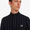 Fine Stripe Funnel Neck Polo Shirts