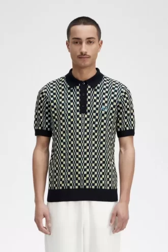 Glitch Chequerboard Knitted Men’s Shirt