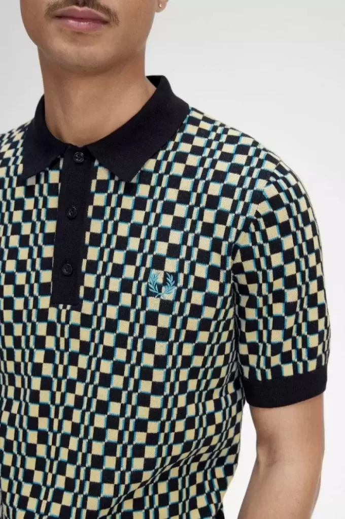Glitch Chequerboard Knitted Men’s Shirt