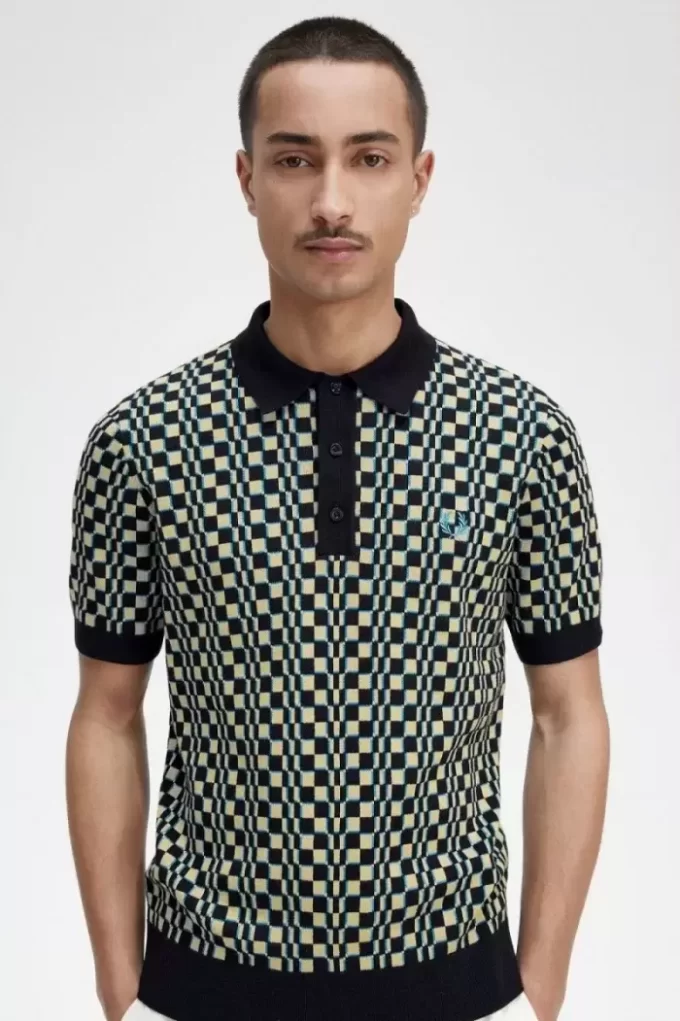 Glitch Chequerboard Knitted Men’s Shirt