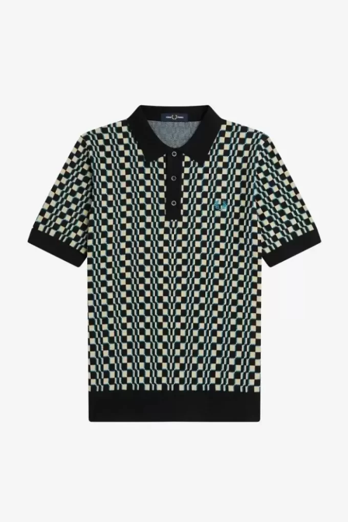 Glitch Chequerboard Knitted Men’s Shirt