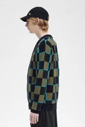 Glitch Chequerboard Men’s Cardigan