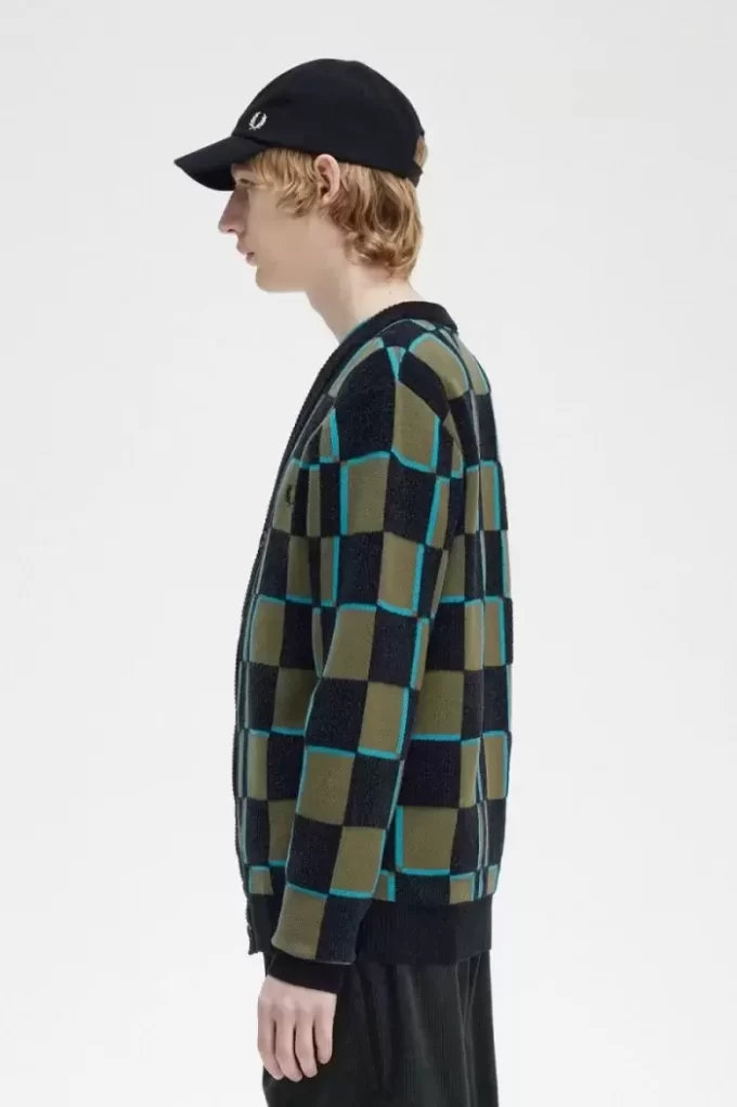 Glitch Chequerboard Men’s Cardigan