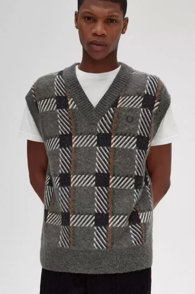 Glitch Tartan Knitted Men’s Tanks