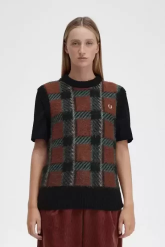Glitch Tartan Knitted Women’s Tanks
