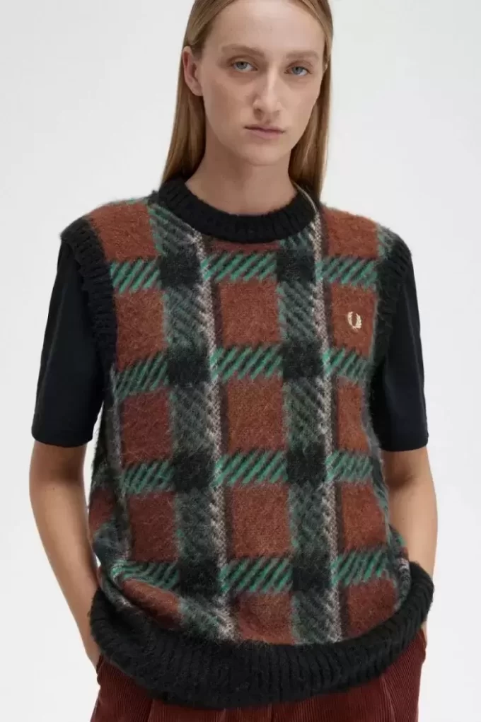 Glitch Tartan Knitted Women’s Tanks