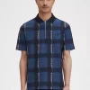 Glitch Tartan Zip Neck Men’s Polo Shirt
