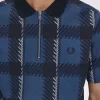 Glitch Tartan Zip Neck Men’s Polo Shirt