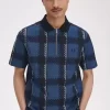 Glitch Tartan Zip Neck Men’s Polo Shirt