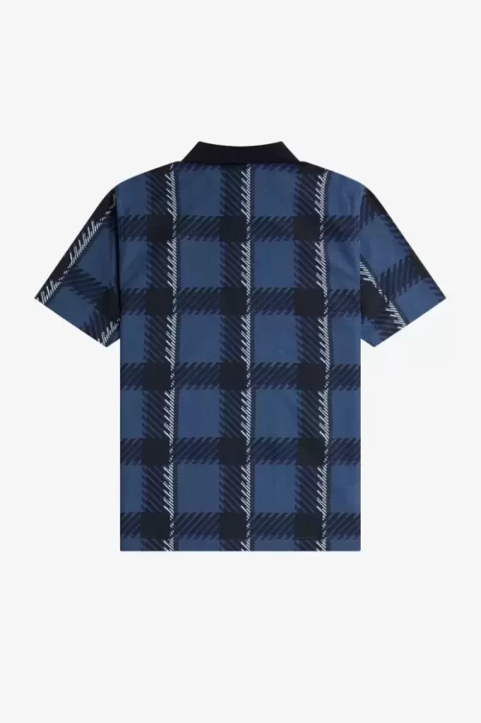 Glitch Tartan Zip Neck Men’s Polo Shirt