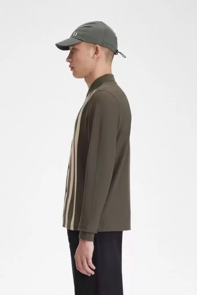 Gradient Stripe Long Sleeve Men’s Polo Shirt