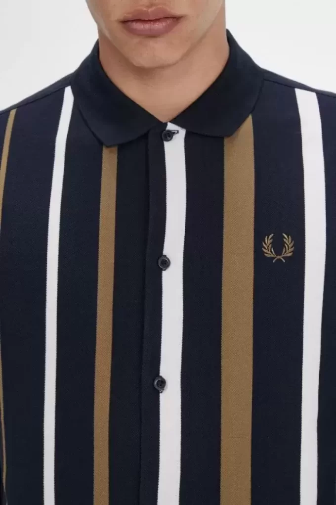 Gradient Stripe Long Sleeve Men’s Polo Shirt