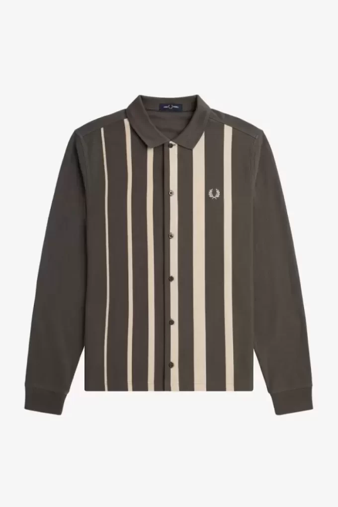 Gradient Stripe Long Sleeve Men’s Polo Shirt