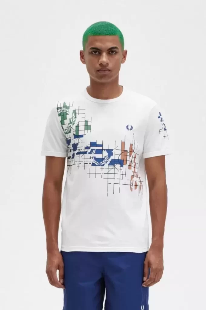 Grid Print Men’s T-Shirt