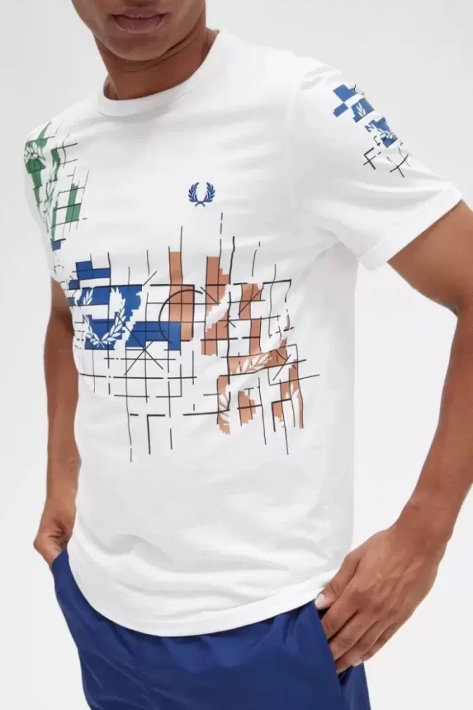 Grid Print Men’s T-Shirt