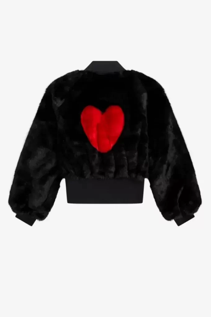Heart Detail Faux Fur Women’s Jackets