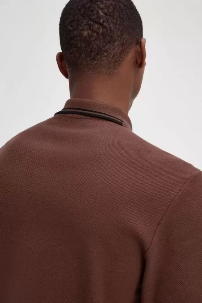 Honeycomb Cotton Long Sleeve Men’s Polo Shirt