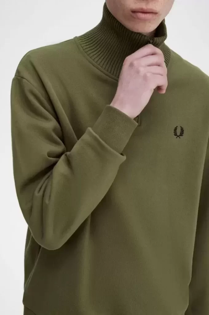 Knitted Trim Zip Neck Men’s Sweatshirts