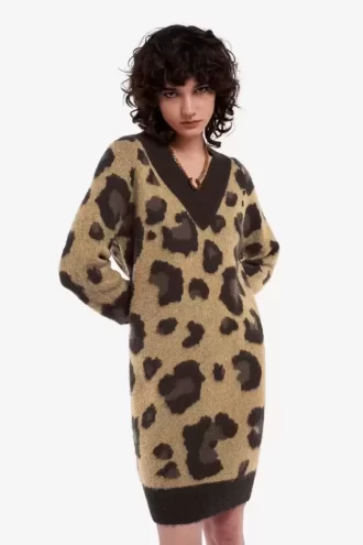 Leopard Knitted Women’s Dress