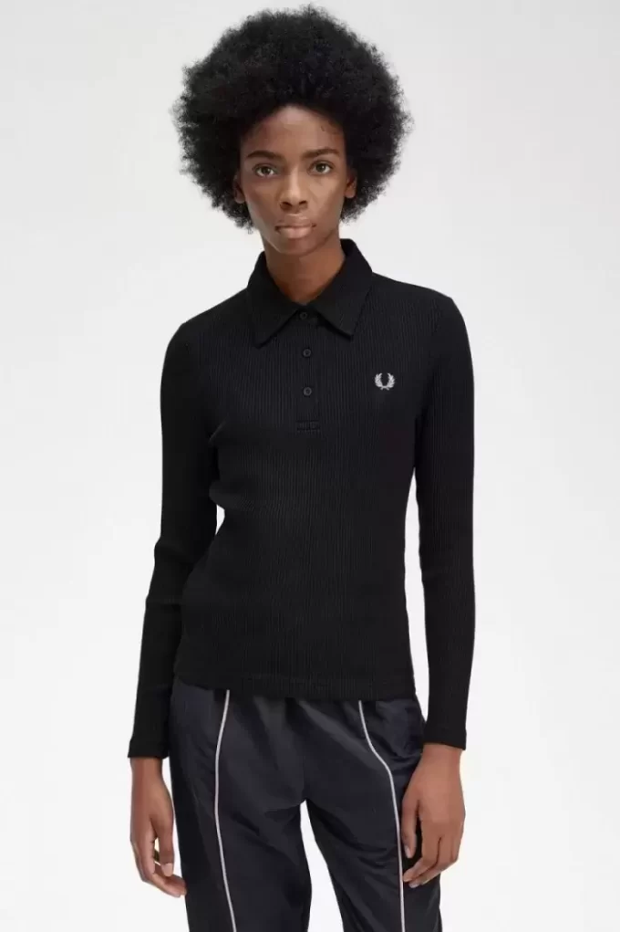 Long Sleeve Ribbed Women’s Polo Shirt