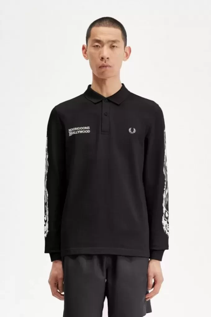 Noongoons Long Sleeve Graphic Men’s Polo Shirt