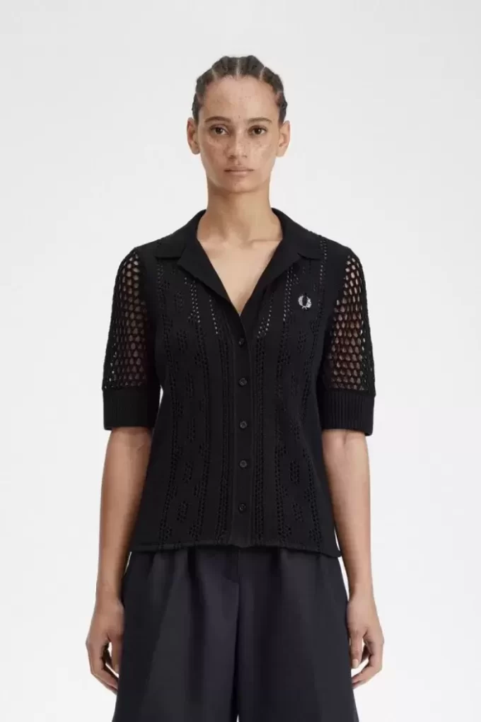 Open-Knit Button-Through Women’s Shirt