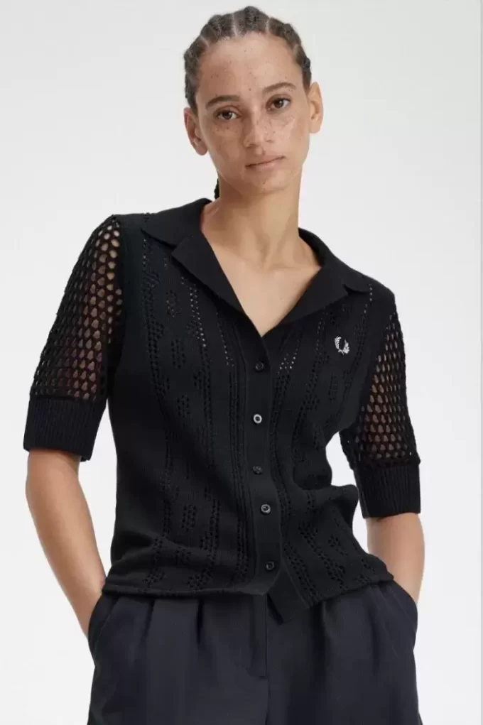 Open-Knit Button-Through Women’s Shirt
