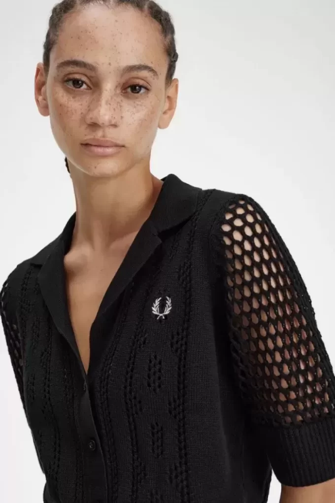 Open-Knit Button-Through Women’s Shirt