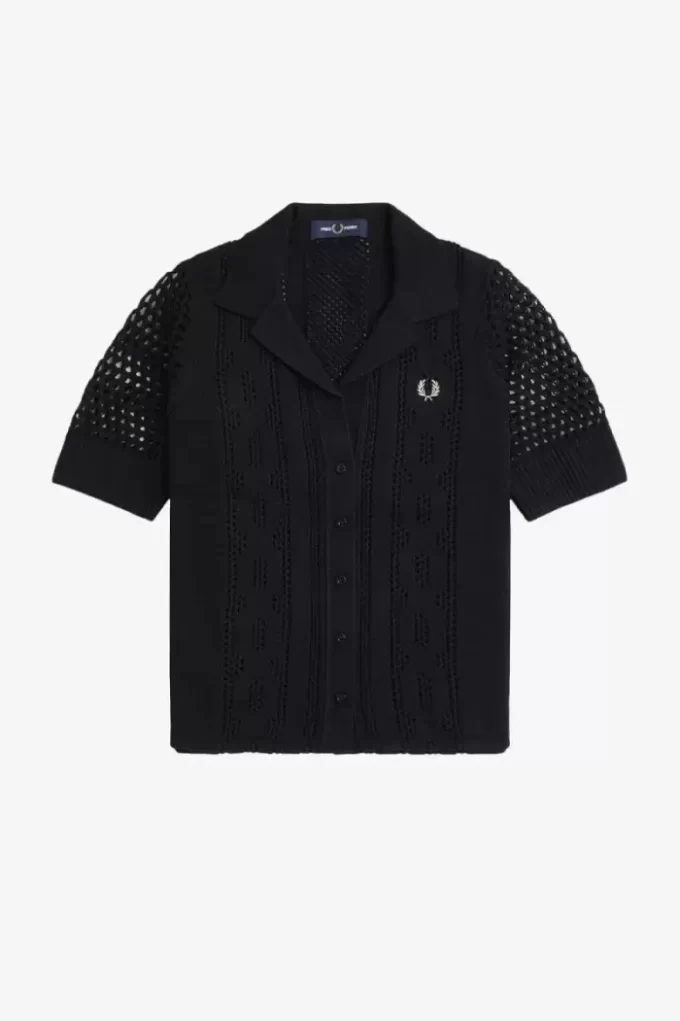 Open-Knit Button-Through Women’s Shirt