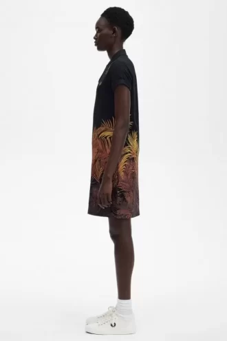 Palm Print Piqué Women’s Dress