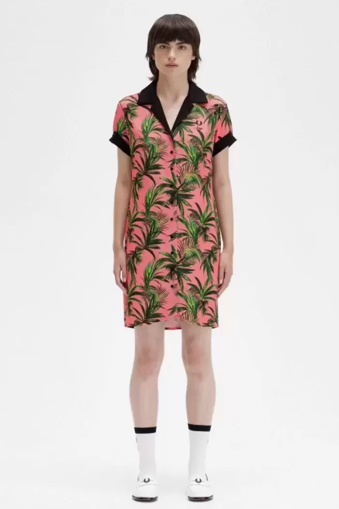 Palm Print Shirt Women’s Dress